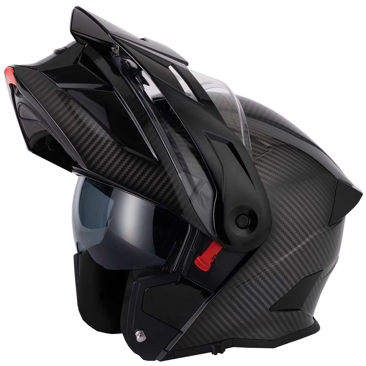 H276 Sonic Carbon Helmet - Flipped Open, With Peak