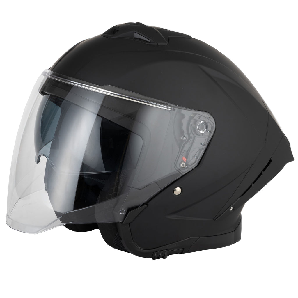 VCAN H599 Open Face Helmet – Matt Black