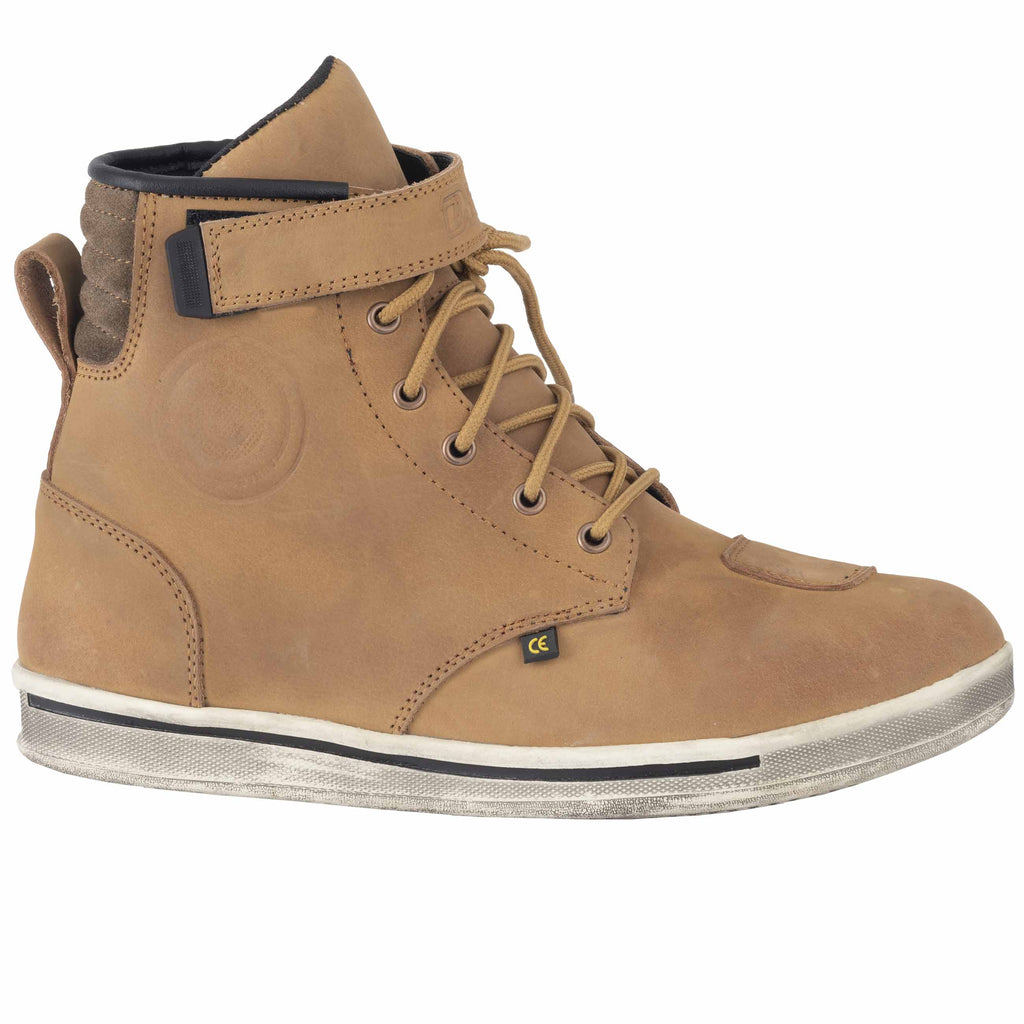Lusso tan leather motorcycle boots - front view